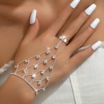 Trendy Rhinestone Decor Finger Bracelet Hand Chain Trendy Women's Party Latin Dance Hand Back Chain Hand Jewelry