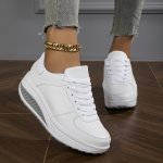Women's Casual Fashion Platform Sneakers All-match Round Toe Wedge Rocker Shoes Comfortable Outdoor Walking Shoes