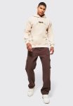 Elasticated Waist Relaxed Fit Buckle Cargo Trouser - Chocolate
