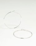 Silver Plain Thin Hoop Earrings