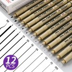 12PCS Line Markers Plastic Drawing Pens Fine Point Line Painting Pens Compatible Writing Painting 005 01 02 03 04 05 08 Brush Di