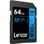 Lexar 64GB High-performance 800X Uhs-i Sdxc Memory Card Blue Series LSD0800P064GBNNNG