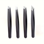 1PCS 4PCS Professional Tweezers Precision Tweezers Kit Slant pointed curved flat Tips For Eyebrow Ingrown Hair Splinter Removal