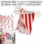 Set 10 30M 32.8FT 98.42FT Carnival Theme Party Flag Decorations White Striped Pennant Triangle Bunting For Circus Birthday Part