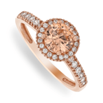 Rose Gold Vintage Pink Cubic Zirconia Halo Ring