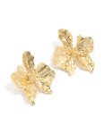 Goldair Gold Plated Organic Textured Flower Stud Earrings