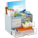 Marbrasse Desk Organizer With 3 Drawer Multi-functional Pencil Pen Holder For Desk Desktop Organizer Storage For Office Home Art