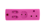 Electricmate 1X16AMP+1XSKO+2x5 3Pin Adaptor - Pink