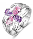 NJ110 - 925 Sterling Silver Personalized Names & Birthstones Ring