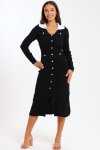 Ladies Classic Button Down Jersey Midi Dress