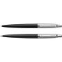 Jotter Ballpoint Pen & Pencil Set - Medium Nib Black Ink Bond Street Black With Chrome Trim - Presented In Gift Box