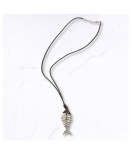 Textured Fish Rope Necklace - Silver Free