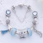 Charming Light Blue And Silver Bracelet With Fashion-themed Charms - 21CM