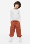 Loose Fit Cotton Twill Joggers - Brown