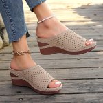 Women's Wedge Heeled Sandals Casual Open Toe Platform Shoes Comfortable Slip On Sandals