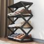 Easy-to-Assemble 4-Layer Shoe Rack: Stackable Storage For Entrance Garage And Corridor - Holds Up To 12 Pairs Of Shoes - Foldable And Space-Saving -