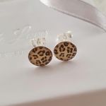 Lee 925 Sterling Silver Leopard Print Ear Stud Earrings Size: 7MM