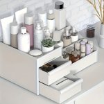 Clutter-free" Large Capacity Cosmetic Organizer With Drawers - Expandable Makeup Storage Box For Vanity Dresser & Desk - Perfect