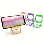 Chic Pink MINI Chair Phone Stand - Foldable Multi-angle Desktop Holder For Smartphones And Tablets
