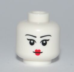 Parts Minifigure Head Female Black Eyebrows Red Small Lips White Pupils Pattern - Blocked Open Stud 3626CPB0536