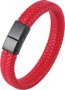 Killer Deals Stainless Steel Bracelet With Genuine Leather Red