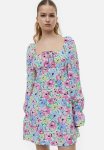 Puff-sleeved Cr Pe Dress - Pink Floral