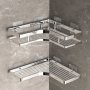 Stainless Steel Corner Shower Caddy - Punch-free Thickened Flat Bar Triangle Shelf For Bathroom & Kitchen Organization