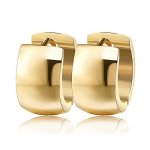 Meluoge 2 Pairs Unique Fashionable Stainless Steel Small Hoop Earrings For Men Women Huggie Earrings Gold With Silver Rose Gold
