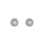 Blue Etched Stone Round Earrings