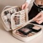 1pc Large Capacity Travel Makeup Bag With Clear Cosmetic Pouch - Perfect For Women's Toiletries And Makeup