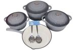 7 Piece Cast Iron Cookware Set - Grey