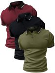 3PCS Men's Summer Leisure T-shirts Set Men's Trendy Short Sleeve Button Up Lapel Shirt For Summer Outdoor Activities