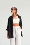 Lila Linen Shirt - Night Shades - One Size Navy