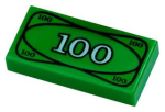 Parts Tile - 1 X 2 With Groove With 100 Dollar Bill Money Pattern 3069BPX7
