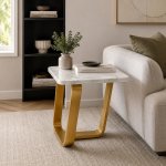 Wooden Coffee Table With Cross Frame Metal Legs