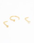 Goldair Gold Plated Titanium Cubic Zirconia Triangular Marquise Flat Back Stud