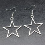 Stylish Big Star Drop Earrings For Women Girls Silver Color Hollow Pentagram Geometric Dangle Earring Jewelry
