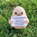 1PC MINI Funny Positive Potato Cute Wool Crochet Knitted Potato Toy Party Favor Gifts Knitted Plush Potatoes Birthday Christmas
