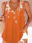 Plus Size Floral Print Tank Top Casual V Neck Sleeveless Tank Top For Summer Women's Plus Sizeclothing