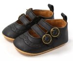 Black Leather Double Buckle Pumps
