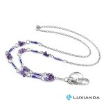 Luxianda Blue Barrel Beads And Purple Heart-shaped Beads Id Necklaces Id Beaded Lanyards Forkeys Id Badge Holde
