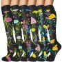 Ouivial 6 Pairs Compression Socks For Women Men 20-30MMHG Graduated Support Knee High Socks For Nurse Travel Flight