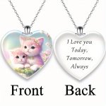 Cute Heart-shaped Crystal Cat Pendant Necklace Christmas Valentine's Day Banquet Ornaments For Holiday Party Wedding Anniversary