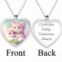 Cute Heart-shaped Crystal Cat Pendant Necklace Christmas Valentine's Day Banquet Ornaments For Holiday Party Wedding Anniversary Gift