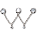 Silver Triple Smt Gem Chain Jibbitz - Multi Osfa