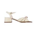 Ankle Strap Block Heel Sandal -crema