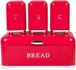 Breadbin Steel Design With 3 Piece Matching Canister Set Steel Baking Tools Kitchen Tool Set