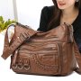 Vintage Multi Layer Crossbody Bag Retro PU Shoulder Bag Women's Fashion Handbag & Hobo Tote Purse