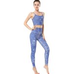 Ladies Blue Treed Yoga Set Activewear HK247 - Extra Large