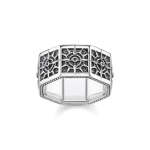 Ladies Ring Compass Angular Black - 54